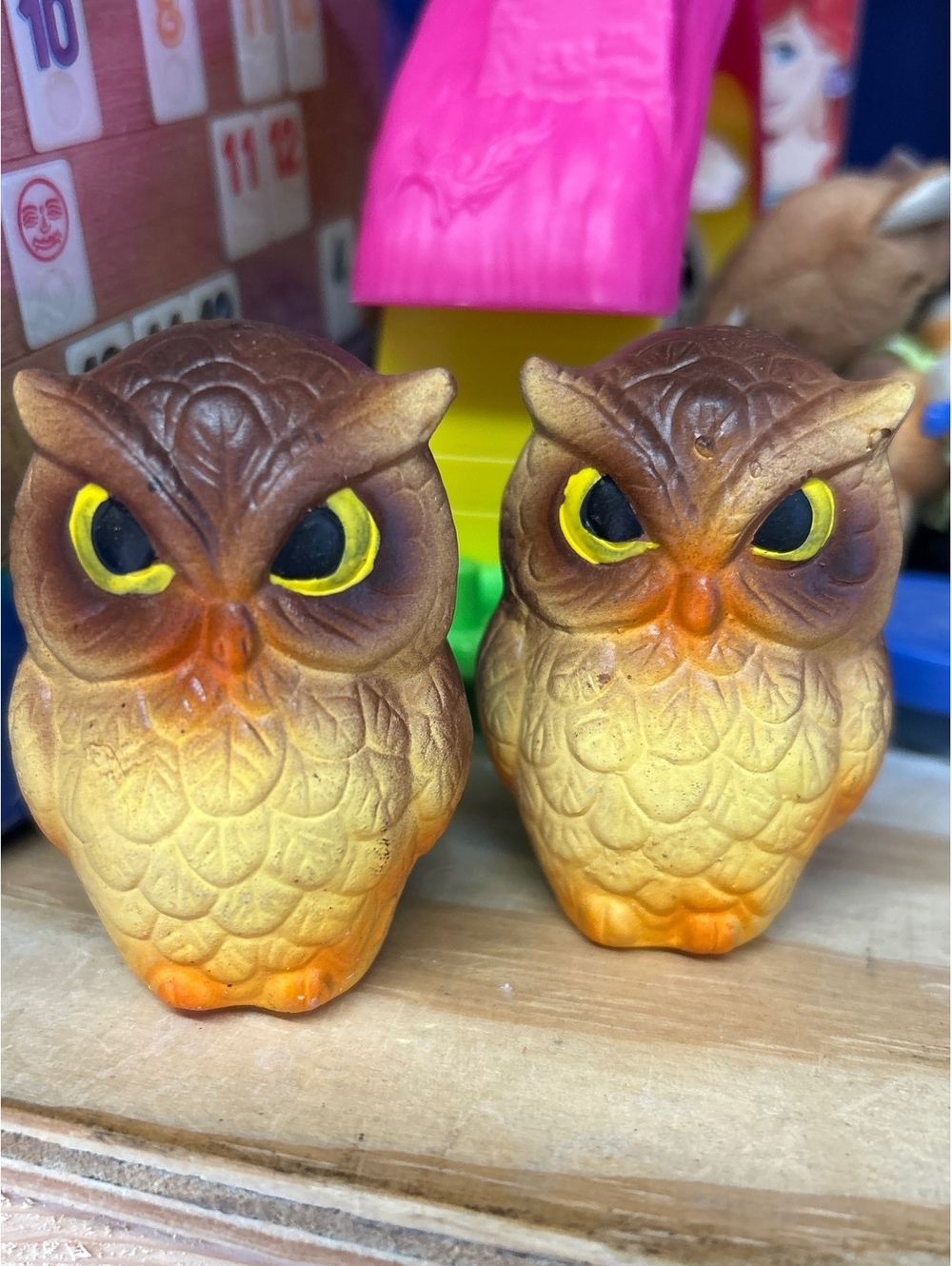 Vintage owl, salt, and pepper shakers